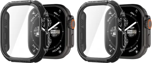 Vista 11 de Spigen para Apple Watch - Funda con protector de pantalla de vidrio templado táctil incorporado, resistente y de cobertura completa, armadura
