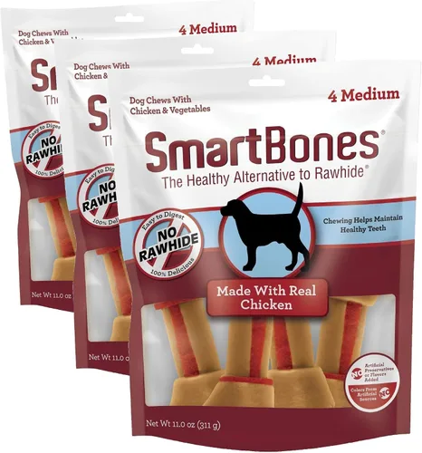 Vista 11 de SmartBones - Masticables medianos con carne de vacuno real, 4 unidades, sin piel cruda para perros