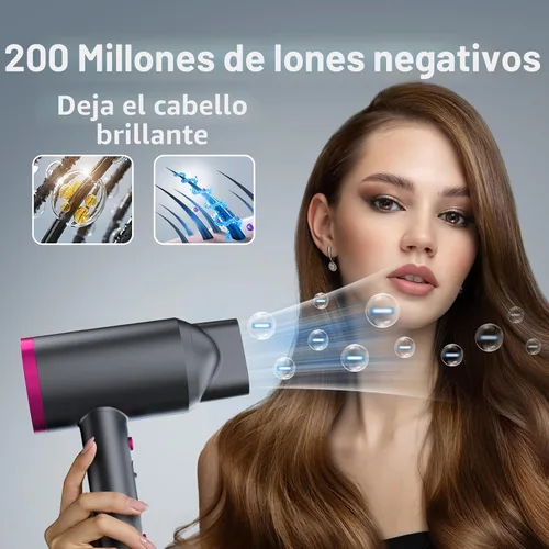 Vista 3 de ANNE BETTY Secador de pelo iónico con difusor, potente secador de pelo de 1800 W para mujeres y hombres, secador de pelo de secado rápido