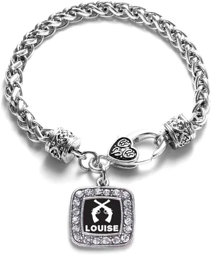 Vista 13 de Pulsera de dijes cuadrados de plata con joyería de circonita cúbica