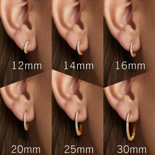 Vista 2 de NEARLAND Aretes de aro de oro de 14 quilates para mujer, aretes de aro de oro de 14 quilates, aretes de aro pequeños de oro hipoalergénicos