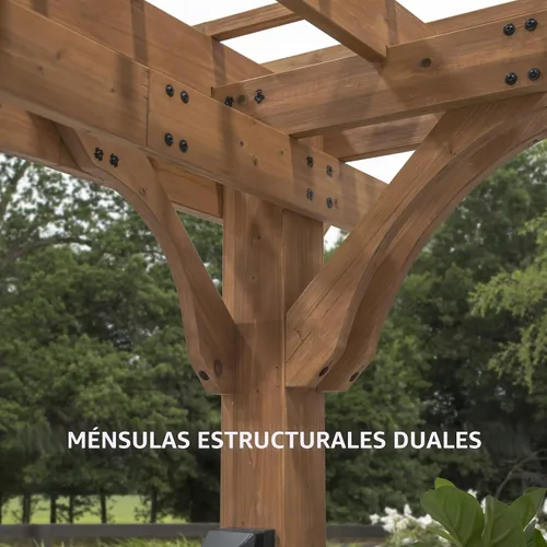 Vista 7 de Backyard Discovery Beaumont - Kit de pérgola tradicional de madera de cedro de 16 x 12 pies con techo enrejado, durabilidad para todas las Marrón