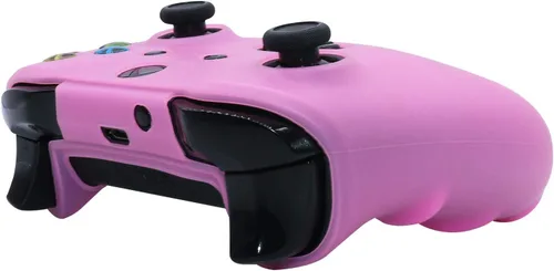 Vista 6 de HLRAO - Skins rosados para control Xbox One S funda protectora de silicona para Microsoft Xbox 1s WirelessWired Gamepad Joystick con 6 tapas rosadas