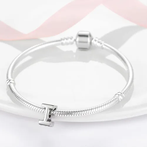 Vista 4 de PARCOM Initial Charms Fits Pandora Bracelet S925 Sterling Silver LetterCharms for Bracelets Alphabet A-Z Letters Bead Bracelet for Women Girls