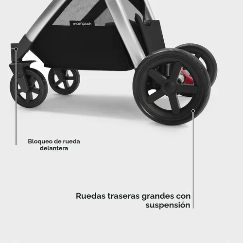 Vista 5 de Mompush Ultimate2 - Cochecito con moisés y tabla de paseo para recién nacidos a niños pequeños Gris