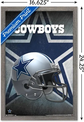 Vista 3 de Trends International NFL Dallas Cowboys - Póster de pared con casco 16, 14.725 x 22.375 pulgadas, versión enmarcada de madera de granero Versión