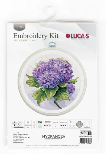Vista 2 de Kit de punto de cruz con aro incluido Luca-S - Hortensia, BC225 33