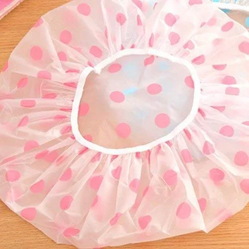 Vista 4 de Puntos Preciosos Espesados Impermeable Transparente Gorro De Ducha Baño Sombrero De Baño