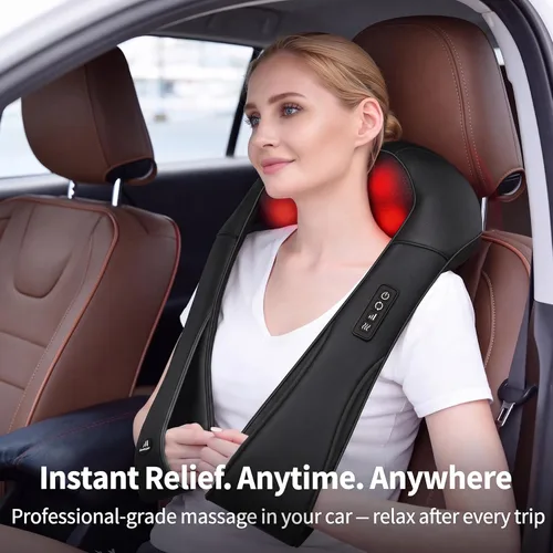 Vista 5 de MagicMakers - Masajeador Eléctrico Shiatsu de Cuello con Calor - Alivio del Dolor para la Espalda, Hombros y Pies - Regalo para Hombres, Mujeres