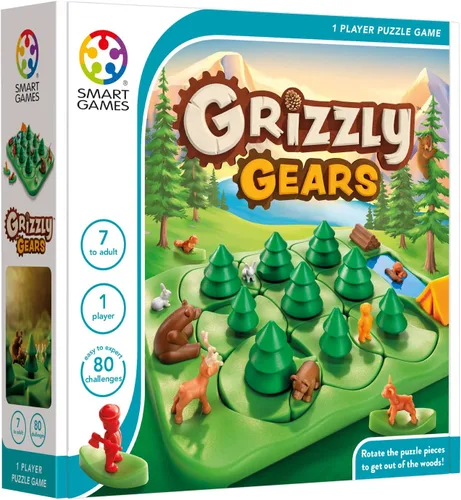 Vista 3 de SmartGames Grizzly Gears - Juego de rompecabezas de laberinto giratorio con 80 desafíos para mayores de 7 años