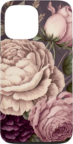 Vista 24 de Elegant Blush Pink & Purple Vintage Floral Rose & Peony Case for iPhone 17