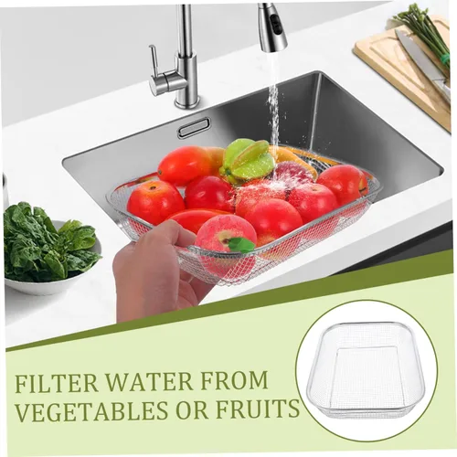 Vista 3 de Kichvoe Colador de malla fina Colador de malla de acero inoxidable, colador de frutas y verduras, cesta de fregadero, accesorios de cocina