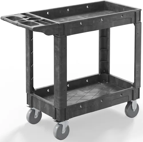 Vista 8 de Carrito utilitario con ruedas, carrito de servicio rodante de capacidad de 1000 libras, carros de trabajo de 34 x 17 pulgadas, carrito