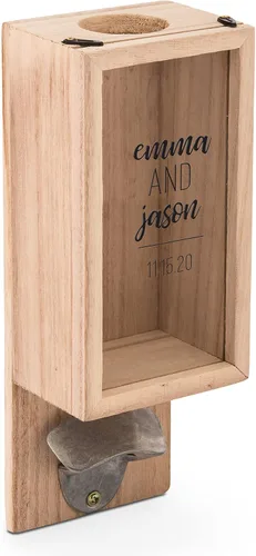 Vista 7 de Weddingstar Abrebotellas montado en la pared de madera personalizado y soporte para tapa de botella - Brewery Co