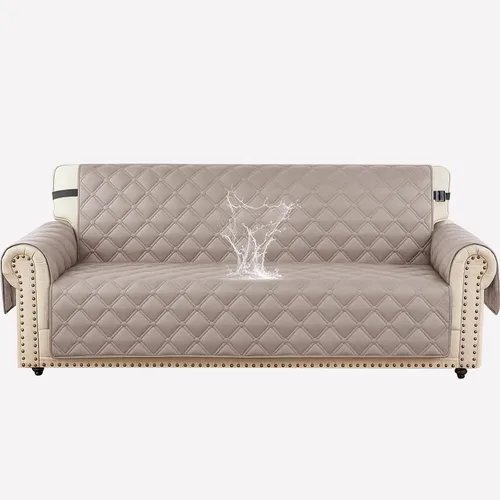 Vista 21 de XINEAGE Funda impermeable para sillón, funda para sofá de 1 plaza con correas elásticas y bolsillos, triple protección antideslizante, lavable