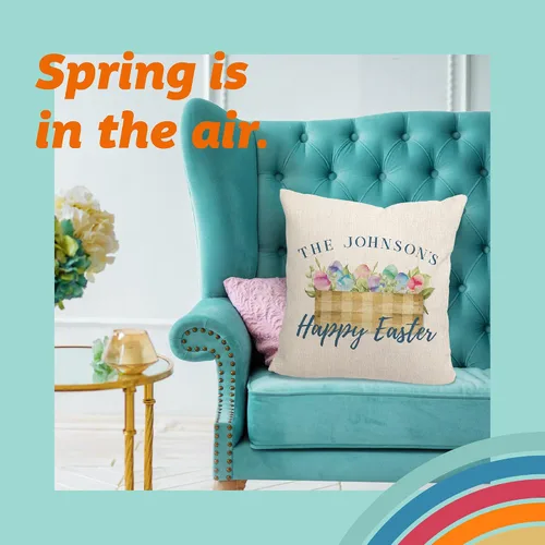 Vista 2 de Pattern Pop - Almohada de Pascua personalizada - Almohada decorativa de primavera - Almohada cuadrada de 17 x 17 pulgadas - Incluye funda y almohada