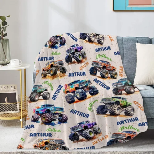 Vista 153 de Manta de bebé con texto en inglés «Just A Boy Who Loves Trucks» para niños y niñas, manta súper suave para envolver al recién nacido, acogedora