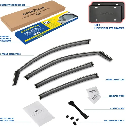 Vista 6 de Goodyear - Deflectores de ventana de canal inastillables para Honda Accord 2013-2017 Sedan, protectores para la lluvia, viseras para la ventana