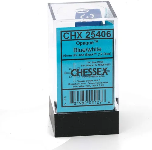 Vista 2 de Chessex CHX25406 Juego de dados opacos azul/blanco