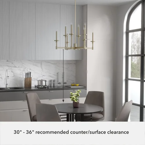 Vista 4 de Hunter - Briargrove 8 luces de latón moderno, lámpara de araña grande, regulable, estilo formal, forma de vela, para dormitorios, cocinas, comedor