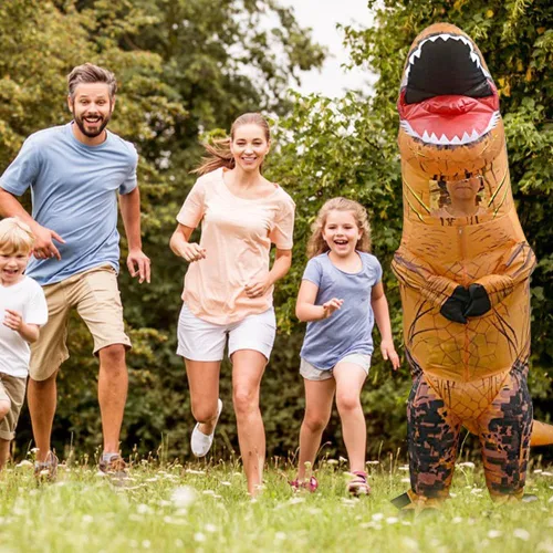 Vista 6 de Disfraz inflable de tiranosaurio para adultos, disfraz de dinosaurio de fantasía, disfraz de estegosaurio, disfraz para Halloween o cosplay
