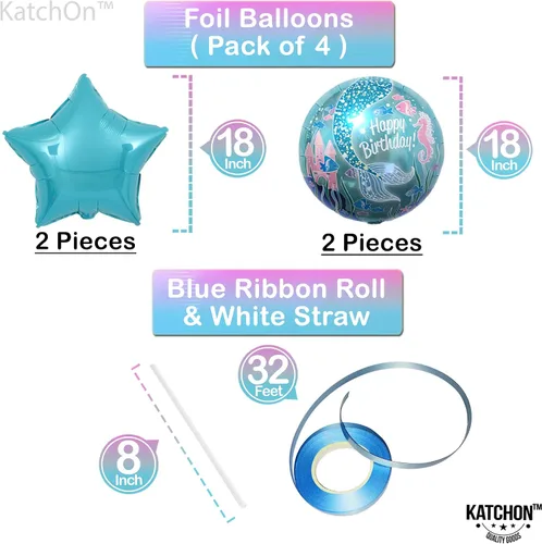 Vista 6 de KatchOn Decoraciones de sirena para el segundo cumpleaños - Paquete de 8