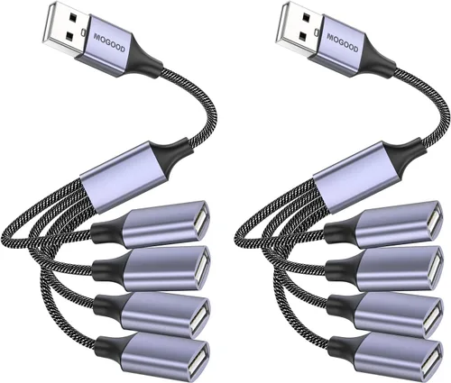 Vista 7 de MOGOOD Divisor USB, adaptador electrónico USB 2.0 de 4 puertos, concentrador USB multizócalo para transferencia de datos y carga de energía