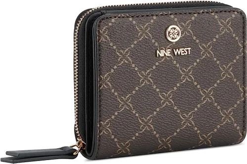 Vista 2 de Nine West Linnette - Cremallera pequeña alrededor, logotipo marrón y negro, Logotipo marrón negro