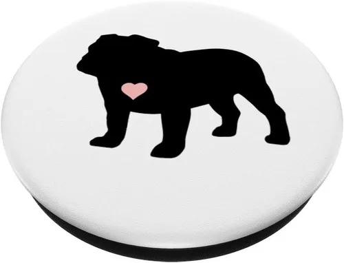 Vista 2 de English Bulldog I Love My Bull Dog Mom Pink Blush Heart Cute - PopSockets Grip and Stand for Phones and Tablets