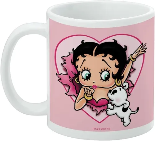 Vista 3 de Taza de café de cerámica con texto en inglés "I Love Betty Boop, novedosa taza de regalo para café, té y bebidas calientes, 11 onzas, color blanco