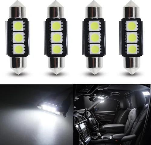 Vista 16 de Bombillas LED Festoon 6411 6418 C5W de 9 a 30 V extremadamente brillantes, sin errores, 1.5 pulgadas, 1.417 in para luces de cúpula de mapa