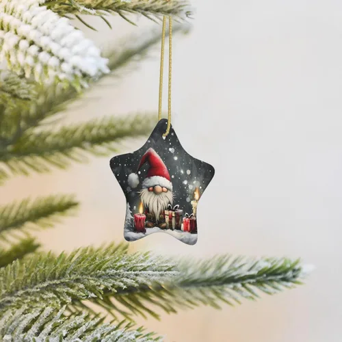 Vista 4 de Adornos colgantes de cerámica para árbol de Navidad, decoración colgante en forma de estrella para suministros de fiesta en interiores y exteriores