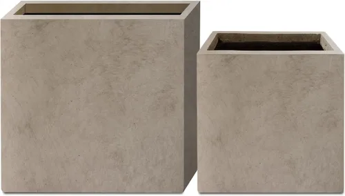 Vista 37 de Kante Macetero rectangular de hormigón de 23.2 pulgadas de largo, macetas grandes para interiores y exteriores con orificio de drenaje y tapón