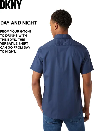 Vista 5 de DKNY Camisas casuales con botones para hombre - Camisas de manga corta con botones para hombre Camisas casuales con botones para hombre