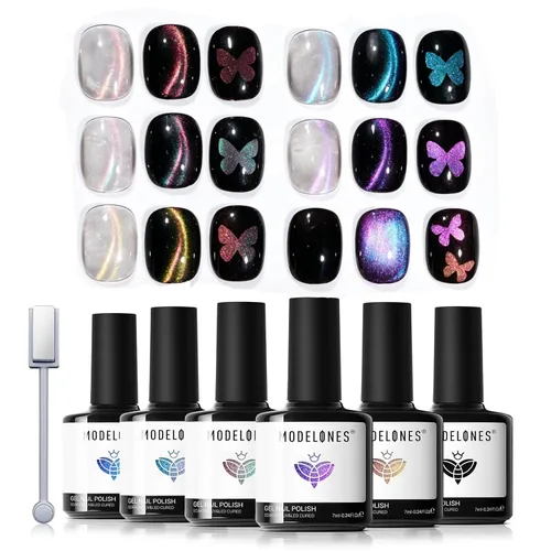 Vista 30 de modelones Imanes de uñas con imán de ojo de gato, ojo de gato, color marrón Juego de imanes de ojo de gato rosa bebé A A A
