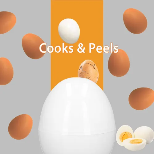 Vista 6 de Olla rápida para huevos para microondas, capacidad para 4 huevos, diseño compacto, material ABS, forma de huevo, herramientas de cocina, función