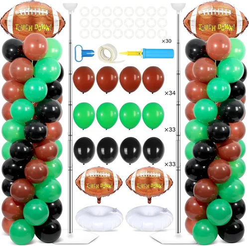 Vista 21 de Juego de 2 soportes de columna de globos nocturnos de película con 102 globos de aluminio de palomitas de maíz, soporte de torre ajustable de 5.57