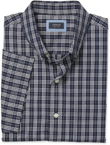 Vista 2 de Arrow 1851 Men's Hamilton Poplins Short Sleeve Button Down Plaid Shirt
