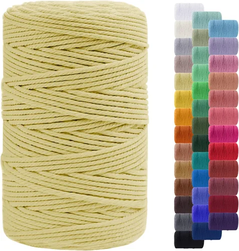 Vista 41 de Cordón de macramé de 0.079 pulgadas, cuerda de algodón natural de 109 yardas, hilo de cuerda de macramé para manualidades, ganchos de pared