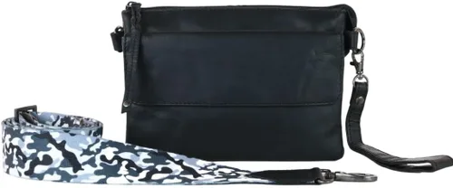 Vista 5 de Concealed Carry Natasha RFID Leather Crossbody with Locking CCW Zippers Negro