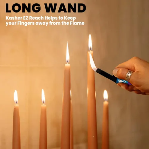 Vista 8 de Kasher EZ Reach - Encendedor de velas con herramienta de velas, varita extendida, ideal para iluminar tarros de velas perfumadas, camping, Azul