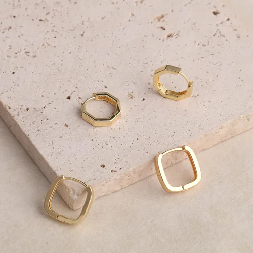 Vista 6 de Juego de 9 pares de aretes de aro de oro grueso para mujer, chapados en oro de 14 quilates, hipoalergénicos, trenzados, joyería gruesa