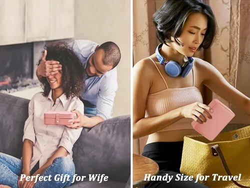Vista 7 de Joyero pequeño para mujeres y niñas, regalo de cumpleaños, organizador de joyas de viaje de cuero, joyero de viaje pequeño, joyero de viaje