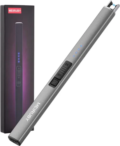 Vista 11 de MEIRUBY Encendedor eléctrico de velas largo electrónico, recargable por USB, arco, resistente al viento, encendedores sin llama para velas, camping