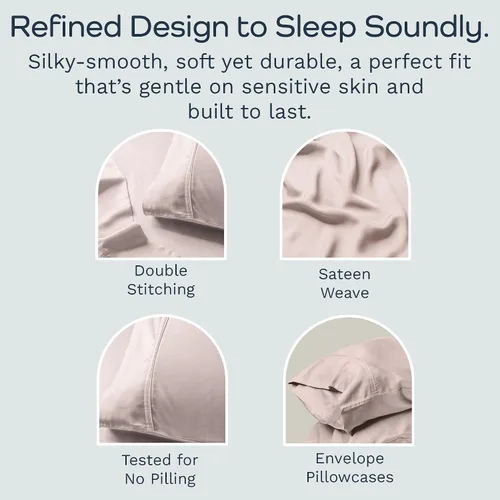 Vista 5 de Olive + Crate Tencel - Fundas de almohada de eucalipto, 100% Tencel Lyocell fundas de almohada refrescantes para personas que duermen con calor