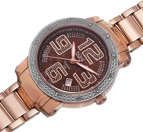 Vista 2 de Burgi BUR091 - Reloj de pulsera de acero inoxidable con esfera de diamantes para mujer