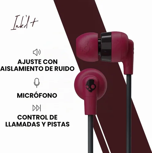 Vista 3 de Skullcandy Ink'd+ Auriculares intrauditivos - Rojo oscuro Rojo profundo