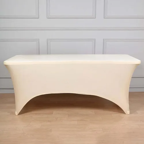 Vista 48 de Efavormart - Mantel rectangular de elastano elástico beige de 4 pies