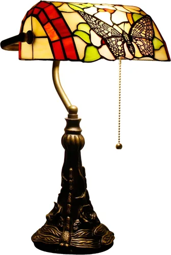 Vista 5 de Lámpara de Banquero Tiffany Pequeña Lámpara de Mesa de Vidrio Emplomado Estilo Tiffany Luz de Piano Lámpara de Escritorio Ángulo Ajustable 10.6 x