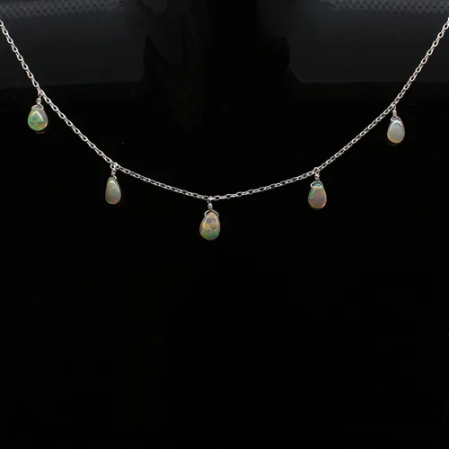 Vista 8 de Collar con colgante de gota de pera natural de plata de ley 925, collar delicado, regalo de joyería de plata para ella